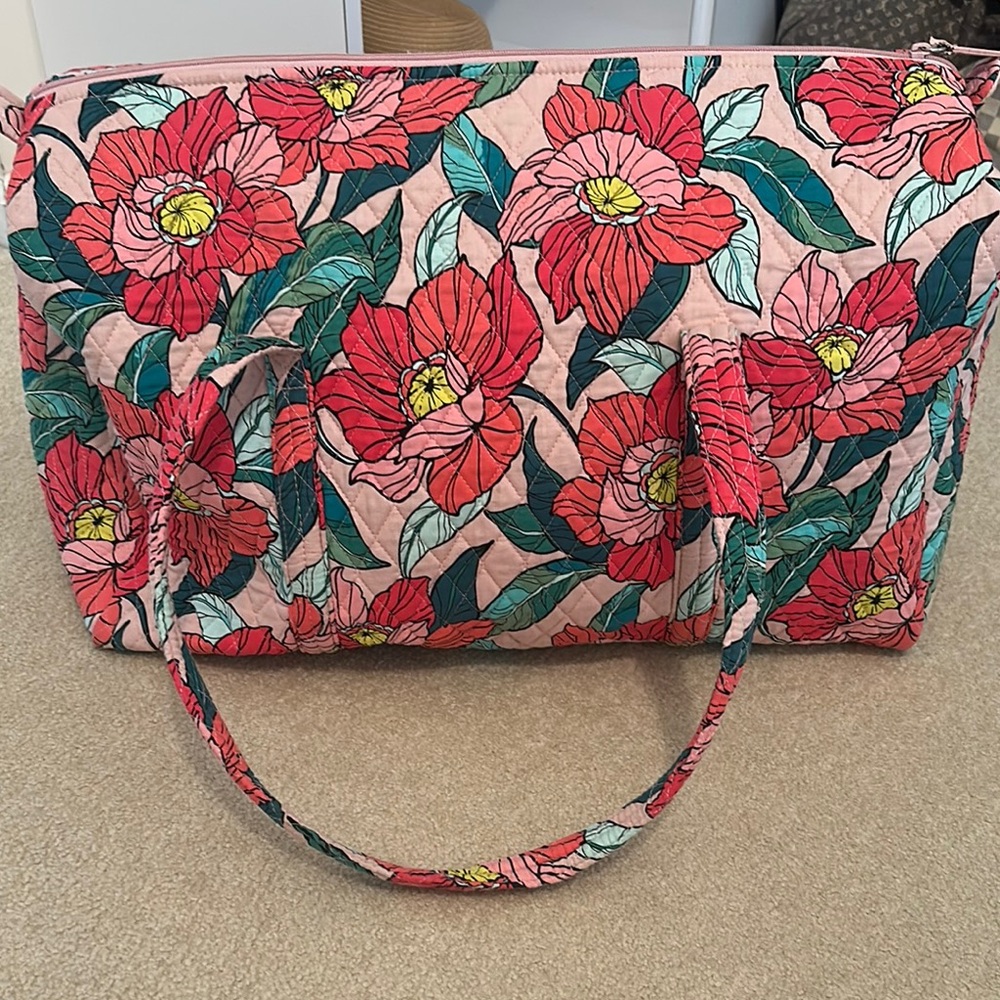 Vera Bradley Pink and Green XL Travel Duffel